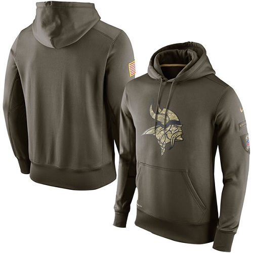 NFL Men's Minnesota Vikings Nike Olive Salute To Service KO Performance Hoodie